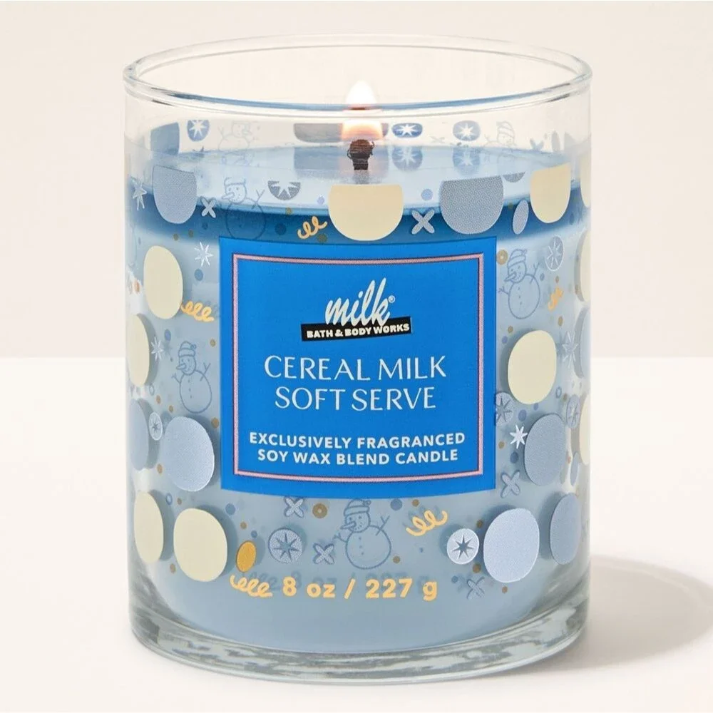 Bath Body Works Milk Bar Cereal Milk Soft Serve Single Wick Candle 8oz NEW